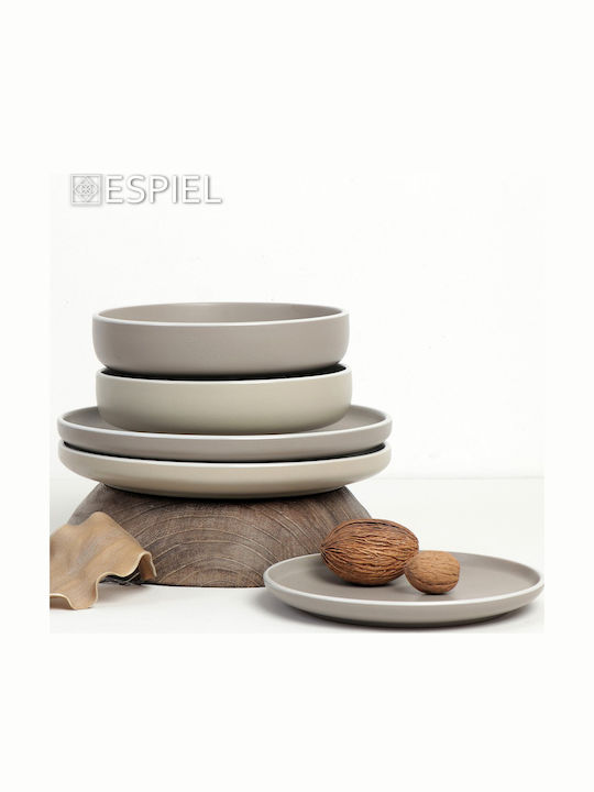Espiel Mood Πιάτο Ρηχό Κεραμικό Μπεζ με Διάμετρο 27.3cm 6τμχ