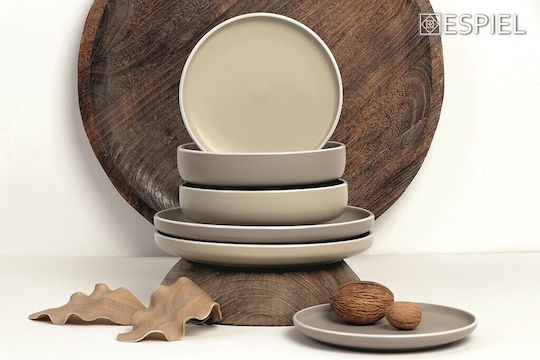 Espiel Mood Plate Soup Ceramic Gray with Diameter 20.3cm 6pcs