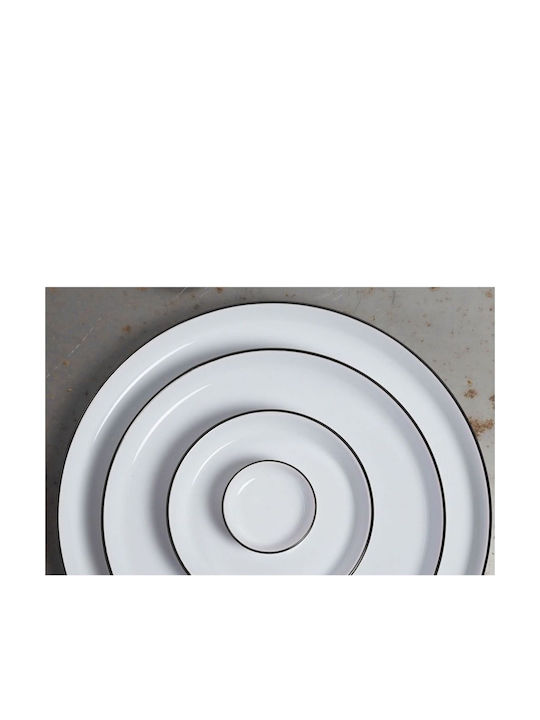 e-exoplismos Riga Serie Nordika Rim Teller Untiefe aus Porzellan Weiß mit Durchmesser 32cm 6Stück