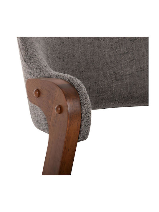 Rubberwood Dining Room Wooden Armchair Walnut - Grey Fabric 59x59x83cm 2pcs