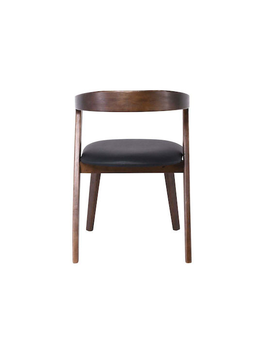 Sandra Dining Room Artificial Leather Chair Walnut, Black 52x56x76cm 2pcs