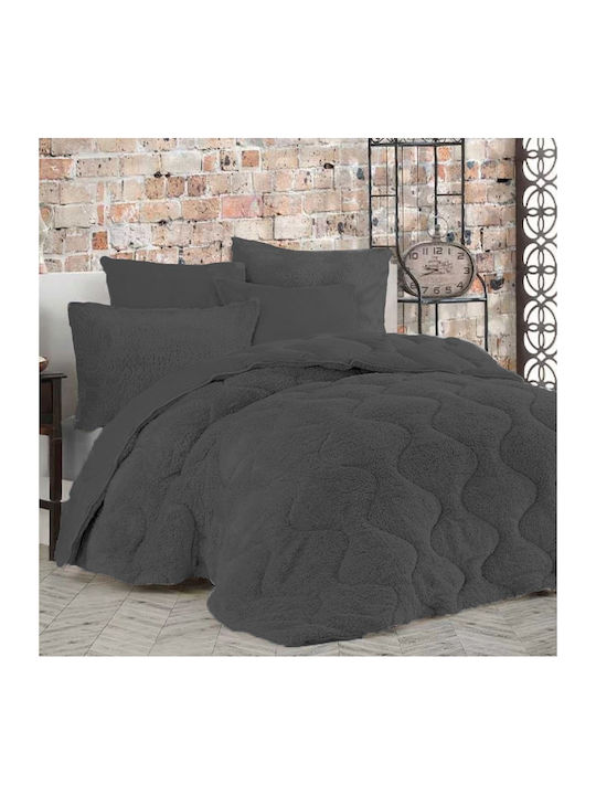 Homeone Duvet Cover Set Queen 220x240cm Black Velvet-Black Metal 3pcs 300 GSMGsm