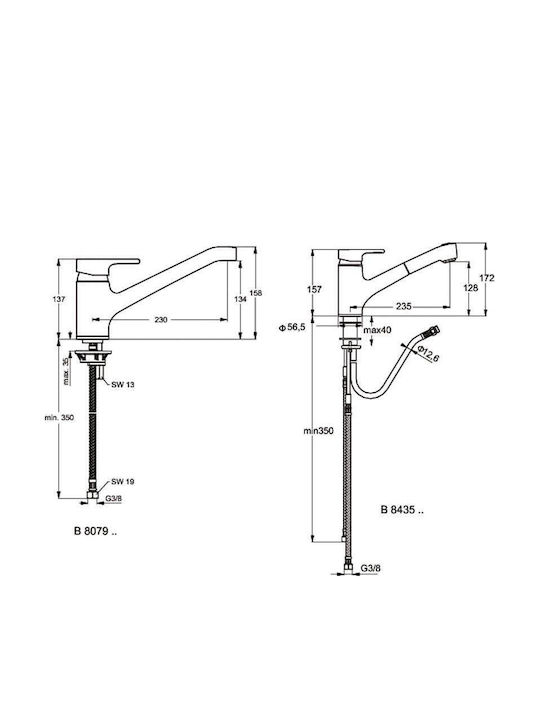 Ideal Standard Active Μπαταρία Κουζίνας Πάγκου Ασημί