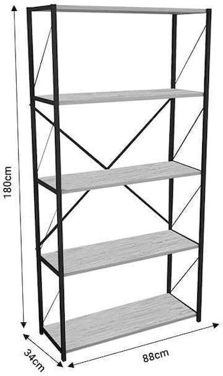 Bibliothek Tikilmo Schwarz 88x34x180cm