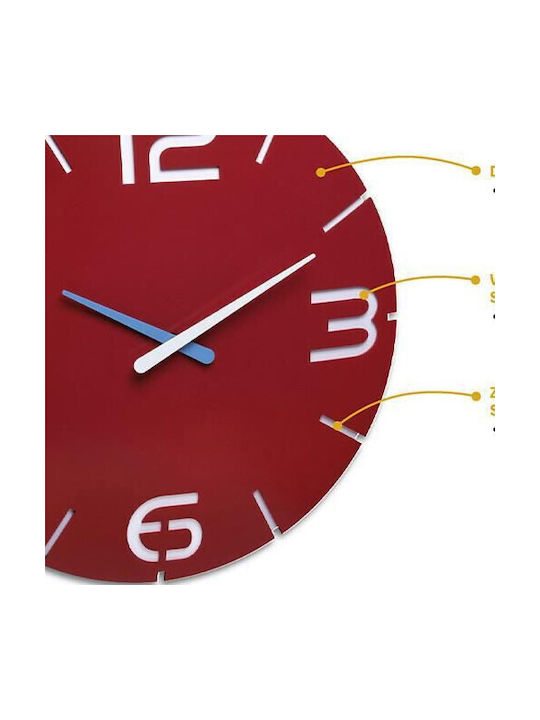 TFA Clock Ρολόι Τοίχου Πλαστικό Κόκκινο Ø35cm