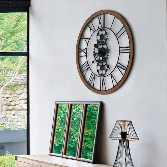 Antique Wall Clock Metallic Black Ø70cm