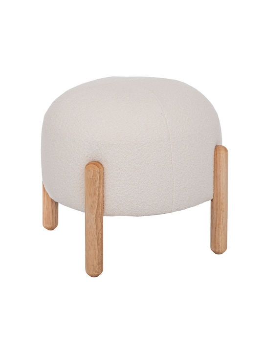Stool For Living Room Upholstered with Fabric Κρεμ / Καφέ 45x45x36cm