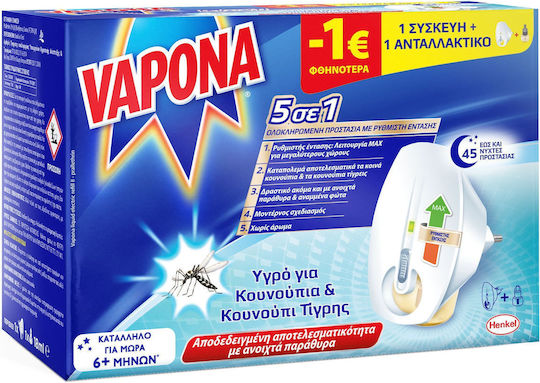 Vapona Νύκτες Υγρό για Κουνούπια 18ml 45τμχ