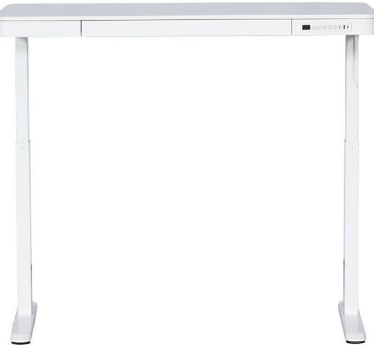 Birou Electric E-desk Din Lemn De Fag Alb Cu Picioare Metalice Și Înălțime Reglabilă 120x60x72cm
