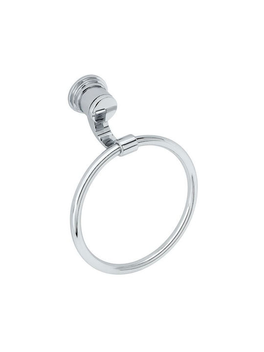 Import Hellas Single Wall-Mounted Bathroom Ring Silver