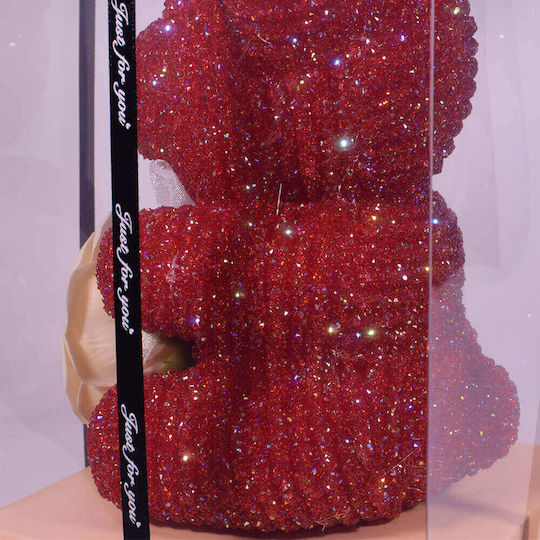 Kristall Teddybär aus Dekorative künstliche Rosen Rote 14.5cm SP Souliotis