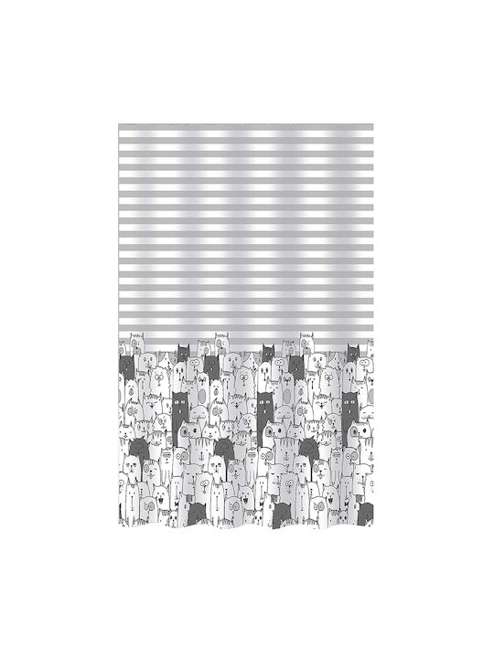 Frans K16 Κουρτίνα Μπάνιου Υφασμάτινη 240x200cm Γκρι Λευκό