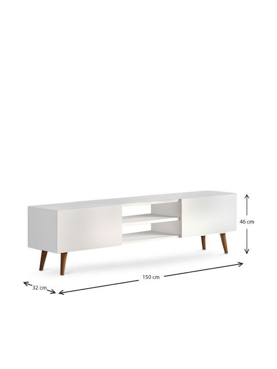 TV-Möbel Hölzernes Plane White L150xB32xH46cm