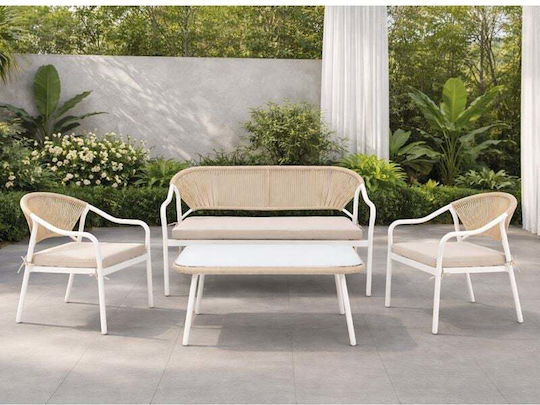 Woodwell Garten- und Outdoor-Möbelsets Palermo 4 Stück Weiß E257,1