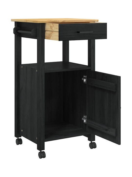 vidaXL Wooden Kitchen Rack 3 Tiers Black 48x40x88.5cm
