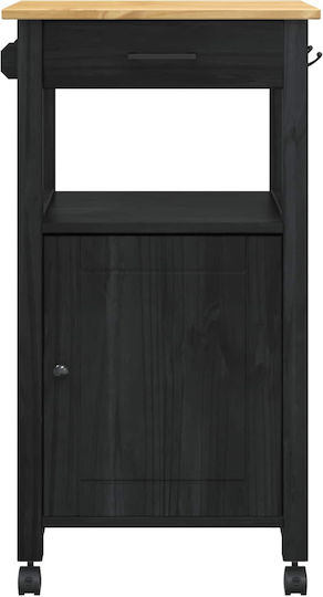 vidaXL Кухненски Стелаж Дървен С 3 Позиции Черен 48x40x88.5см