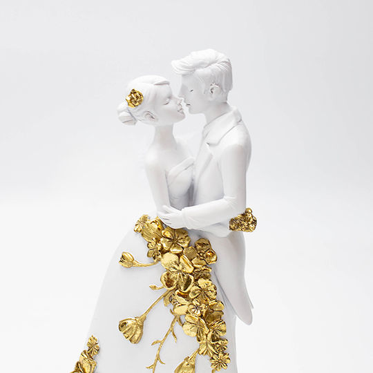Pair Polyresin White Gold 11.2x5x20cm