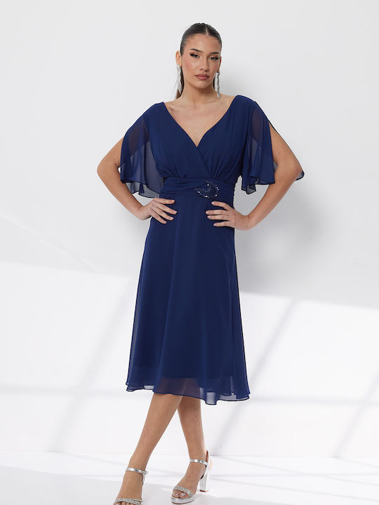 Summer Midi Evening Dress Blue