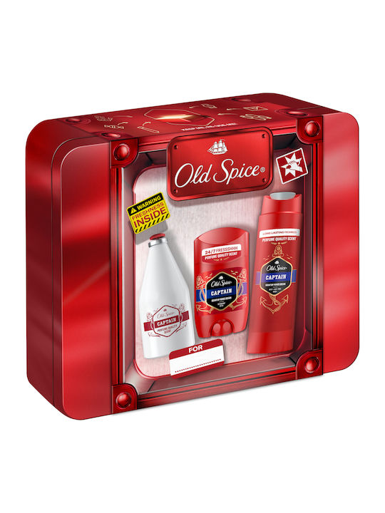 Old Spice Metal Box Gift Set With Captain Deodorant Stick Shower