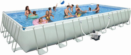 Intex PVC Swimming Pool 10lt with Metallic Frame 975x488x132cm Gray