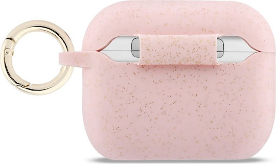 Guess Hülle Silikon mit Haken in Rosa Farbe für Apple AirPods Pro 3