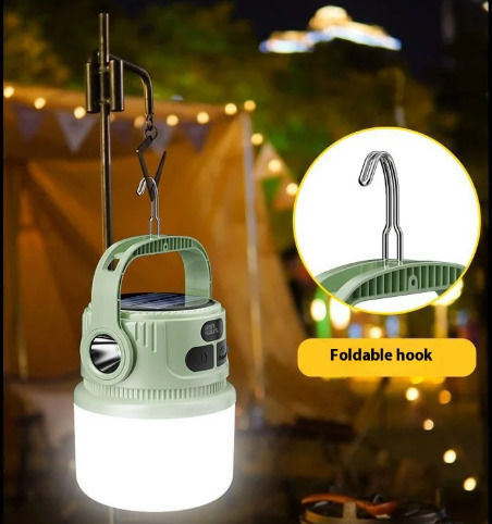 Фенер LED Слънчева за Къмпинг с Фенерче Зелен