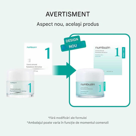 Numbuzin Active Soothing Pantothenic B5 Cremă de Față de Noapte pentru Hidratare, Roșeață și Controlul Sebumului cu Niacinamidă 80ml