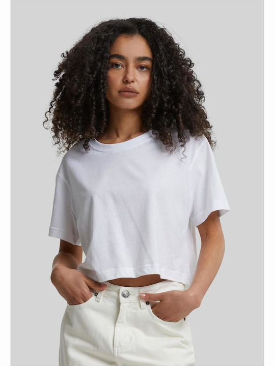 TB1555 Women's Summer Crop Top Cotton Short Sleeve White