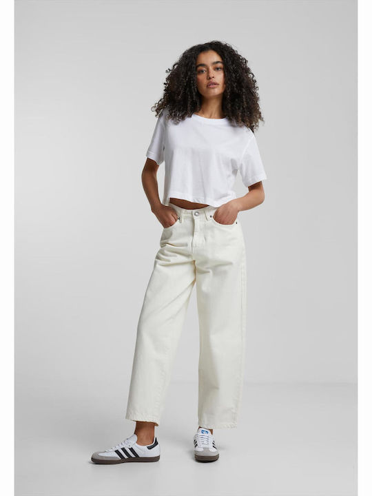 TB1555 Women's Summer Crop Top Cotton Short Sleeve White