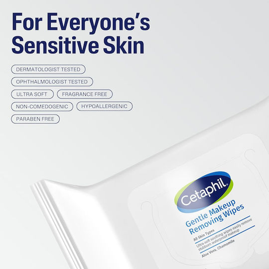 Cetaphil Gentle Makeup Remover Wipes For Face Eyes & Lips 25 Pieces