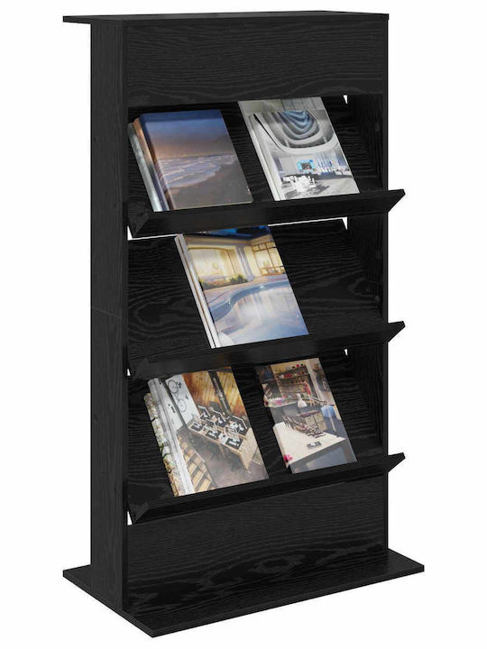 vidaXL PU Magazine Rack Black 70x41x126cm