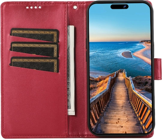 Linie în relief Wallet Piele / Silicon Roșu (Xiaomi 13 Ultra)