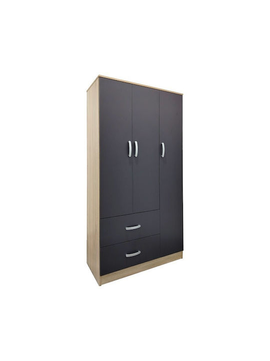 Șase uși Dulap de Haine Sonoma-anthracite 180x42x180cm