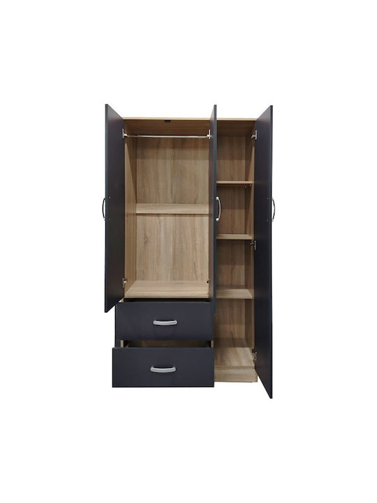 Șase uși Dulap de Haine Sonoma-anthracite 180x42x180cm
