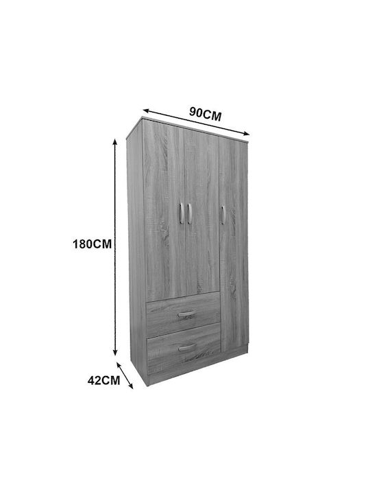 Șase uși Dulap de Haine Sonoma-anthracite 180x42x180cm