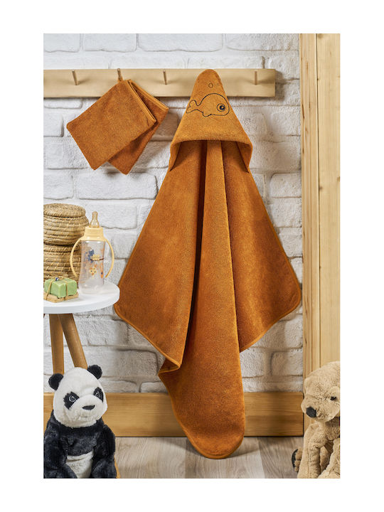Set of Children's Bath Towels & Exfoliating Glove 75x75cm