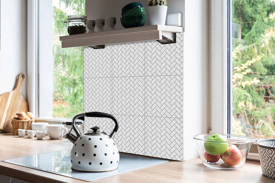 Vinyl Wall Tiles Kitchen Bathroom White Pear 9x30x30 Cm