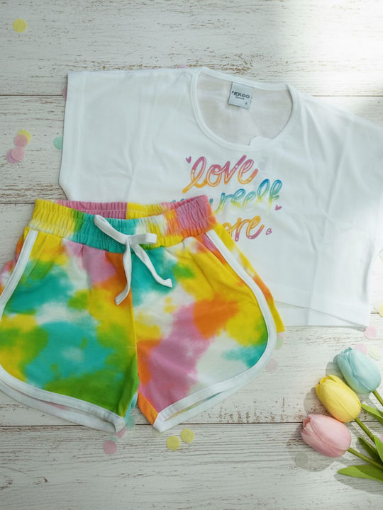 Set Pentru Copii Cu Pantaloni Scurți Vară 2 Bucăți Albe