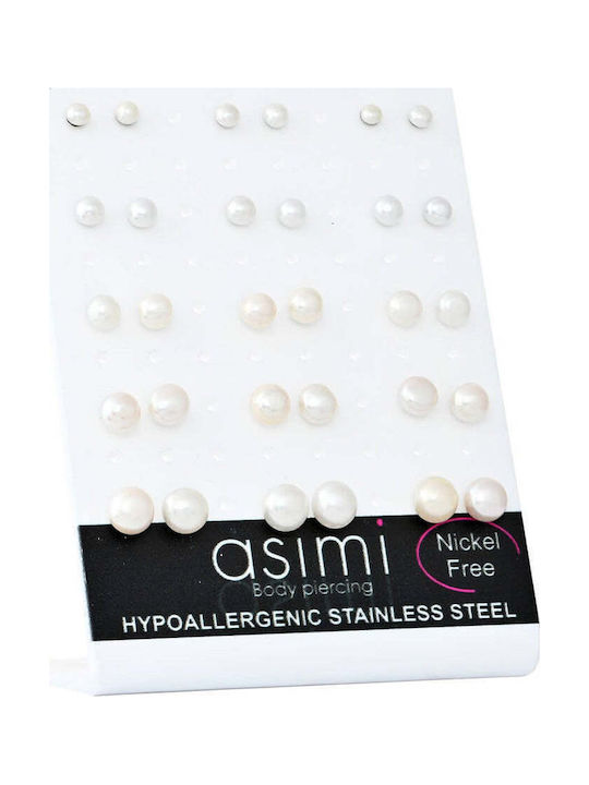 Asimi Body Piercing Earrings made of Steel with Pearls