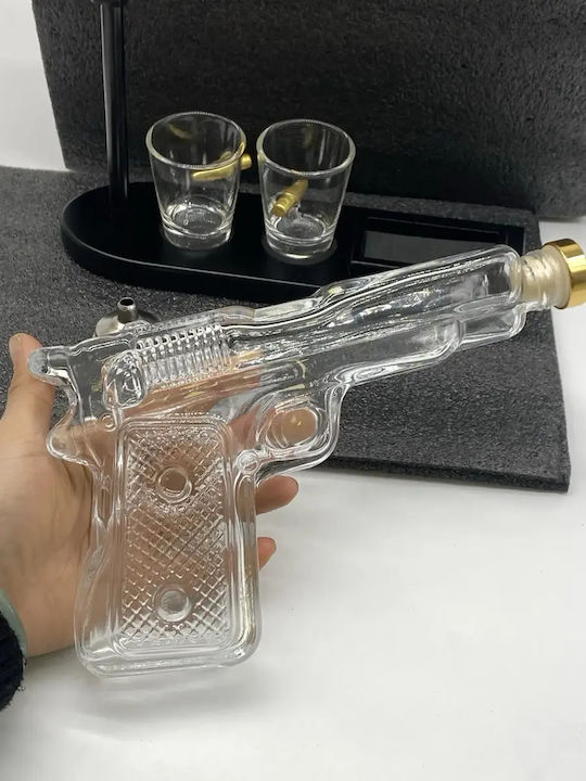 Sticlă Carafă de Servire Whiskey 14buc cu Dop și Pahare Transparentă 220ml 1buc