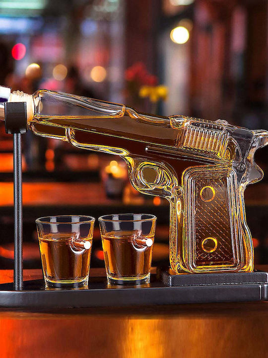 Sticlă Carafă de Servire Whiskey 14buc cu Dop și Pahare Transparentă 220ml 1buc