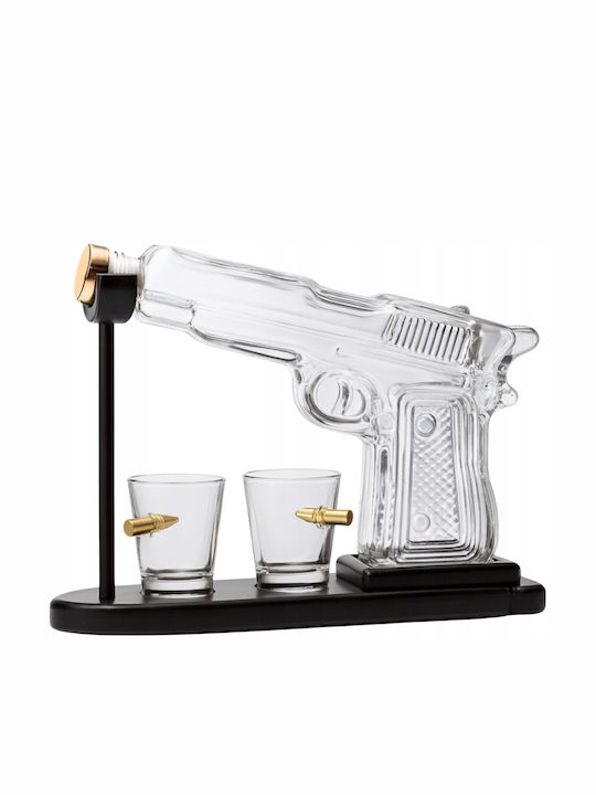 Sticlă Carafă de Servire Whiskey 14buc cu Dop și Pahare Transparentă 220ml 1buc