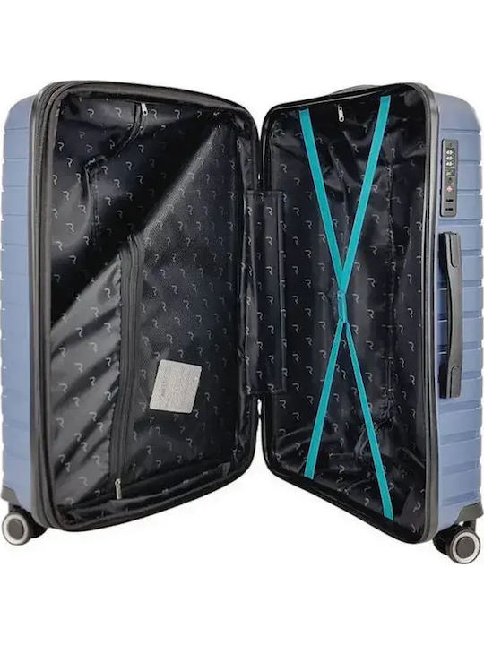 Rain Travel Suitcases Hard Blue with 4 Wheels Set of 3pcs RB80134-SET3-S-M-L-BLUE