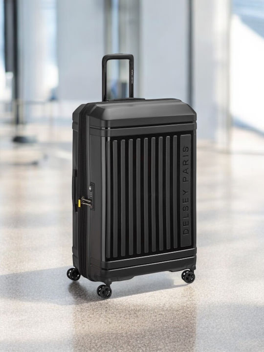 Delsey Lutece SE Large Hard Black Suitcase With 4 Wheels Height 79cm