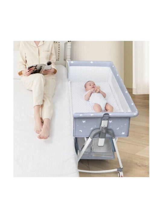 Lazarid Cradle with Mattress and Wheels Gray