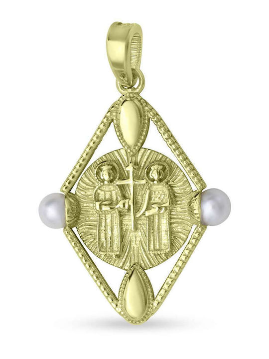 CHrysolithos Charm Talisman Constantin cu Pietre din Aur 9K KR3079