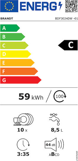 Brandt за 10 комплекта Ш44.8xВ84.5см. Бял