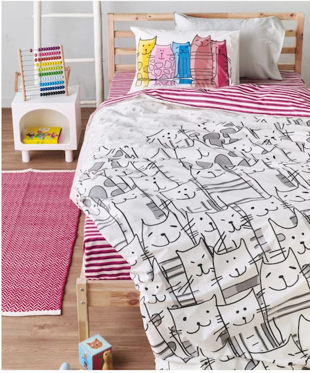 Kentia Σετ Σεντόνια Μονά Βαμβακερά White, Grey, Black, Magenta 160x270cm 3τμχ