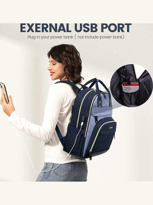 Lovevook Wasserdicht Tasche Rucksack für Laptop 15.6" Navy/beige MB2012