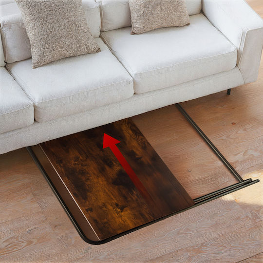 Mc127 B Folding Wooden Kitchen Table With Brown Metal Frame 50x80cm